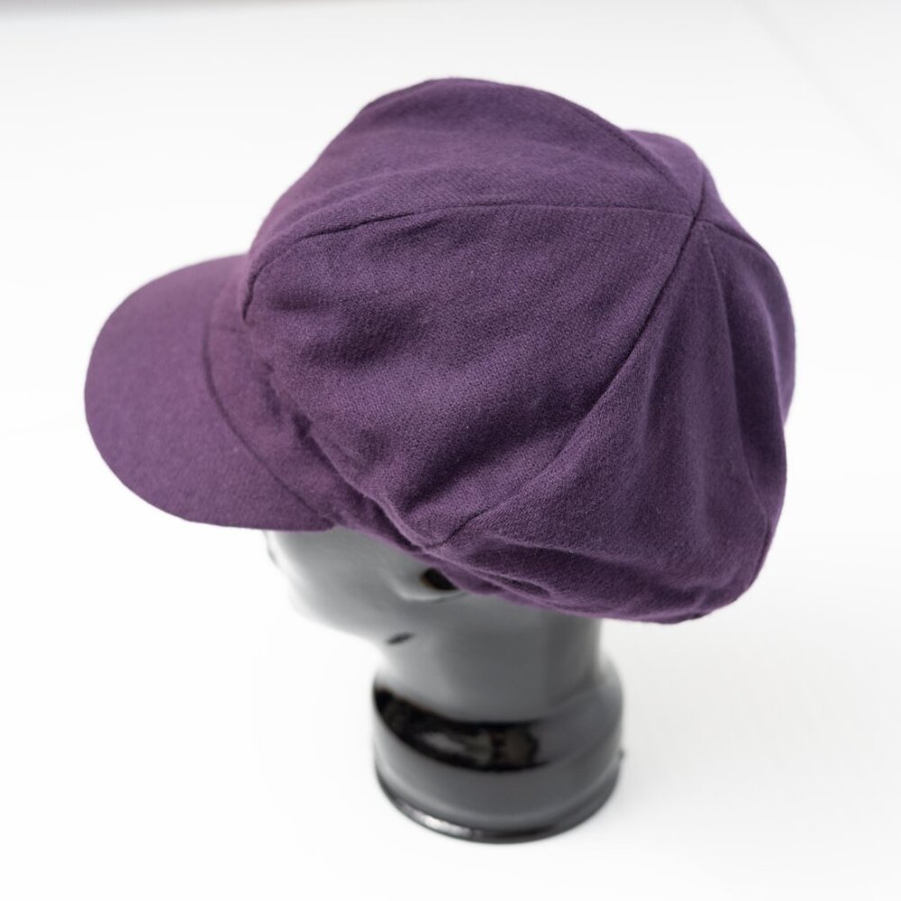 Handmade Upcycled Purple Wool Newsboy Baker Boy Paperboy Hat - Picture 2 of 5